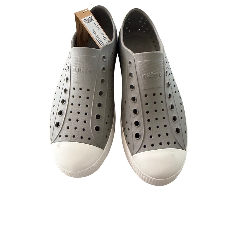 Native Jefferson Pigeon Grey Shell White EVA Slip On Shoes Mens 9 Womens 11 NEW